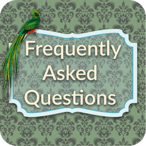 FAQ Icon with Vintage Bird Perched on it