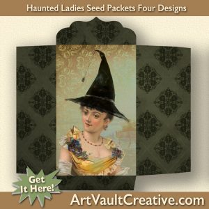 Seed Packet With Vintage Lady And Witch Hat