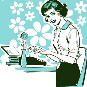 Art Vault Creative Hostess At Typewriter