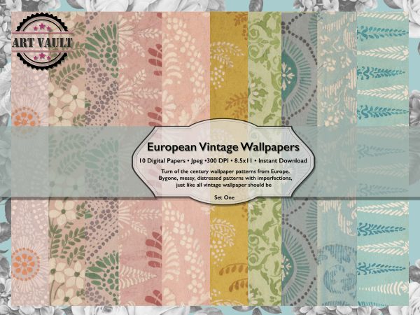 European Vintage Digital Paper Pack