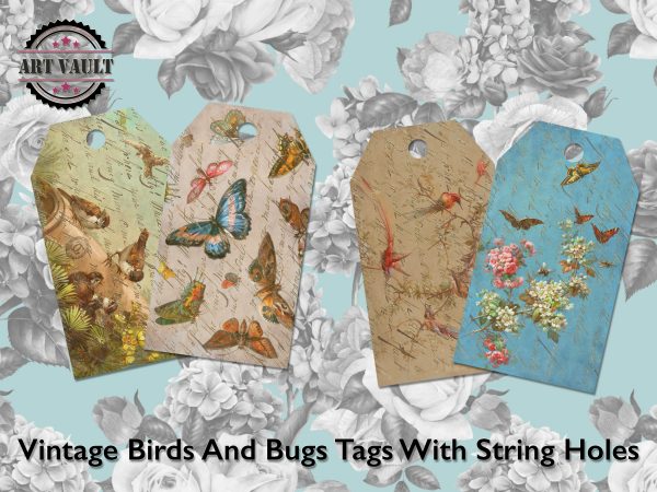 Vintage Bird And Bug Label Tags