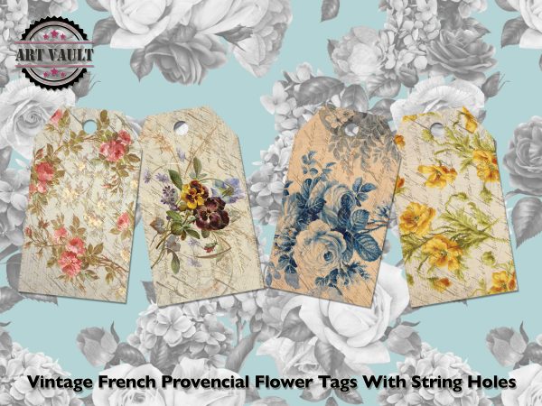 Shabby Chic French Flower Tags