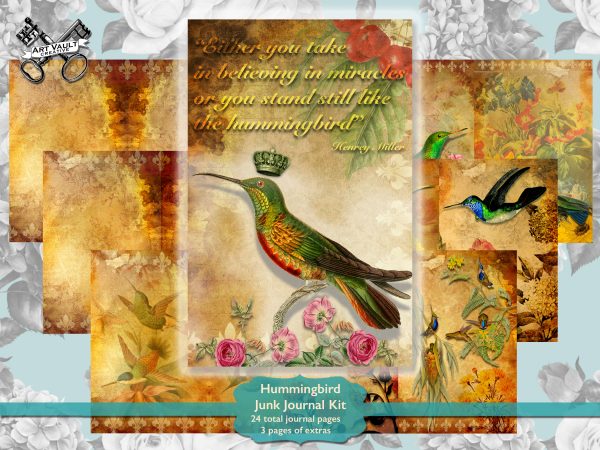 Vintage Hummingbirds Junk Journal Kit
