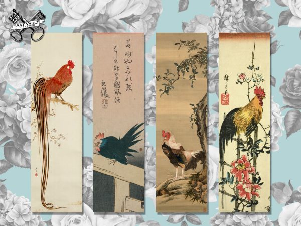 Japanese Rooster Printable Bookmarks