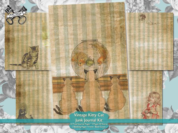 Vintage Kitty Cat Junk Journal Kit