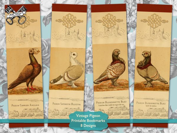 Printable Vintage Pigeon Bookmarks