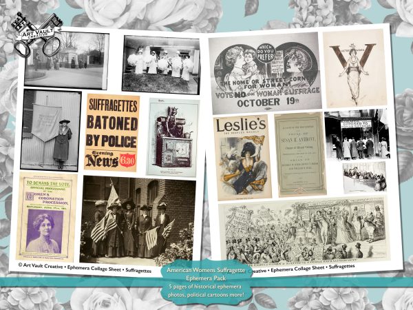 Womens Suffrage Ephemera Digital Collage Sheets