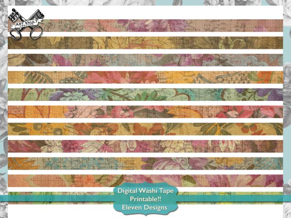 Vintage Floral Shabby Chic Printable Washi Tape