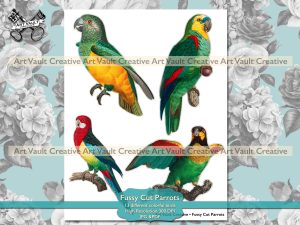 Colorful Fussy Cut Parrots