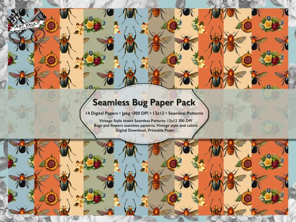 Vintage Insect Scrapbook Paper