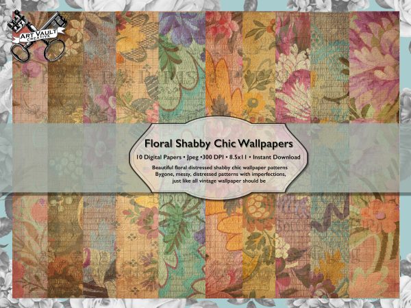 Vintage French Floral Shabby Chic Paper Pack