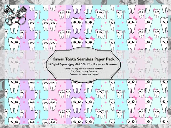 Kawaii Tooth Seamless Pattern