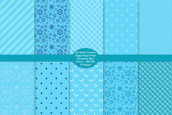 Christmas Blue Digital Paper Pack