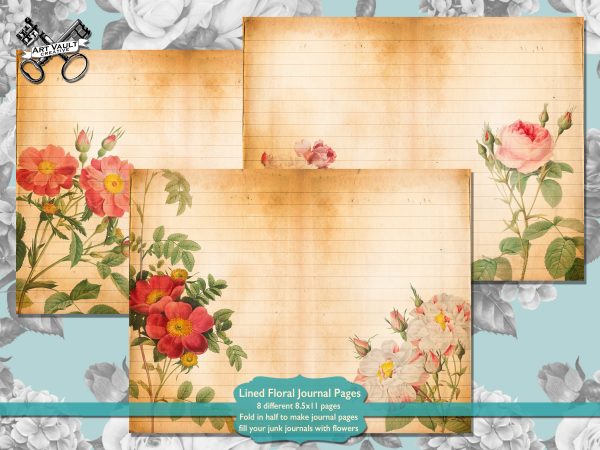 Lined Floral Journal Pages